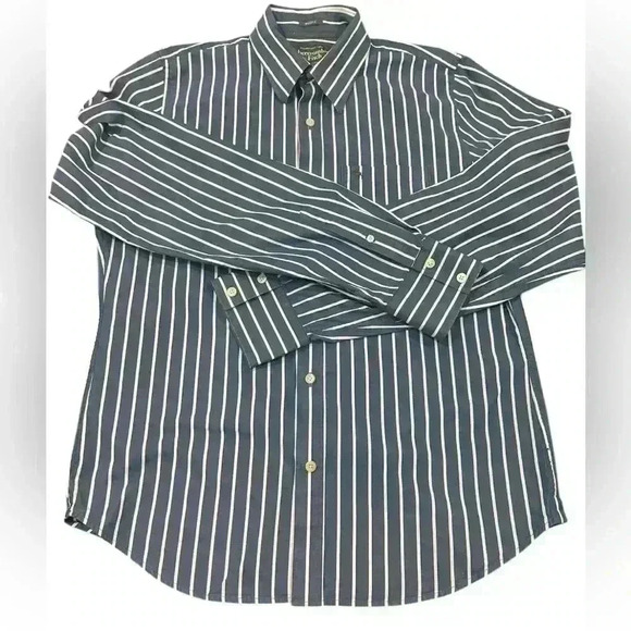 ABERCROMBIE & FITCH Mens X XL Blue & White Striped Button Down - Picture 3 of 6